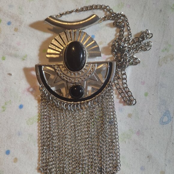 Boho silver fringe necklace - Picture 1 of 5